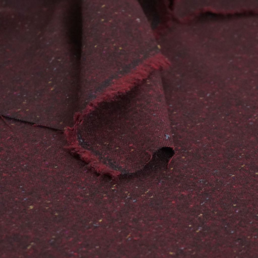 Wollstoff Schurwolle Seide Tweed Italien Sprenkel weinrot